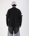 Baskılı Siyah Oversize Zero Uzun Kollu Tshirt