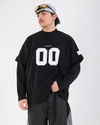 Baskılı Siyah Oversize Zero Uzun Kollu Tshirt