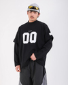 Baskılı Siyah Oversize Zero Uzun Kollu Tshirt