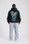 Baskılı Siyah Society Oversize Sweatshirt SW1137