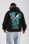 Baskılı Siyah Society Oversize Sweatshirt SW1137