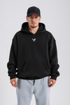 Baskılı Siyah Society Oversize Sweatshirt SW1137
