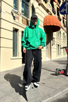 Baskılı Yeşil Oversize Zipper Sweatshirt SW857