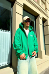 Baskılı Yeşil Oversize Zipper Sweatshirt SW857