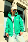 Baskılı Yeşil Oversize Zipper Sweatshirt SW857