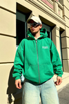 Baskılı Yeşil Oversize Zipper Sweatshirt SW857