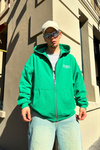 Baskılı Yeşil Oversize Zipper Sweatshirt SW857