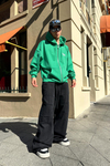 Baskılı Yeşil Oversize Zipper Sweatshirt SW857