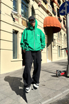 Baskılı Yeşil Oversize Zipper Sweatshirt SW857
