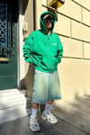 Baskılı Yeşil Oversize Zipper Sweatshirt SW857