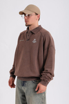 Batik Yıkama Polo Yaka Oversize Sweatshirt SW1166
