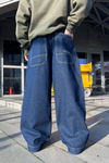 Bdg Kontrast Dikiş Koyu Mavi Baggy Jean Pantolon P1155