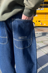Bdg Kontrast Dikiş Koyu Mavi Baggy Jean Pantolon P1155