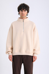 Bej Fermuar Yaka Oversize Sweatshirt SW1299