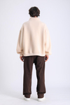Bej Fermuar Yaka Oversize Sweatshirt SW1299
