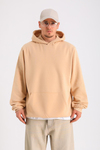 Bej Oversize Basic Hoodie SW1280