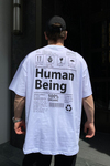 Beyaz Human Baskılı Oversize Tshirt  T617