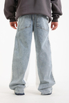 Beyaz Şerit Detay Cepli Kesik Paça Baggy Jean Pantolon