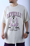 Bh Baskılı Krem Oversize Tshirt T972