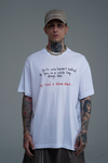 Bisiklet Yaka Baskılı Beyaz Oversize Tshirt CT01 26CY011