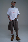 Bisiklet Yaka Baskılı Beyaz Oversize Tshirt CT01 26CY011