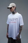 Bisiklet Yaka Baskılı Beyaz Oversize Tshirt CT01 26CY011