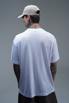 Bisiklet Yaka Baskılı Beyaz Oversize Tshirt CT01 26CY011