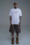 Bisiklet Yaka Baskılı Beyaz Oversize Tshirt CT01 26CY011
