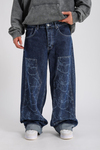 Blok Spider Desen Baggy Jean Pantolon P1004