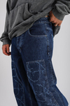 Blok Spider Desen Baggy Jean Pantolon P1004