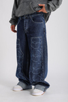 Blok Spider Desen Baggy Jean Pantolon P1004