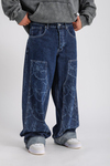 Blok Spider Desen Baggy Jean Pantolon P1004