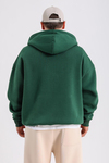 Boston Nakışlı Yeşil Oversize Zipper Hoodie SW1216