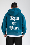 Burn Baskılı Zipper Oversize Hoodie SW1379