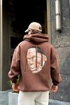 Cactus Baskılı Kahve Oversize Sweatshirt SW981