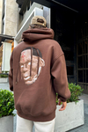 Cactus Baskılı Kahve Oversize Sweatshirt SW981