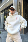 Cactus Baskılı Krem Oversize Sweatshirt SW923