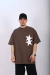 CB Baskılı Kahve Oversize Tshirt T1013