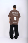 CB Baskılı Kahve Oversize Tshirt T1013