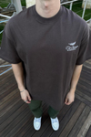 CB International Nakışlı Kahve Oversize Tshirt T1051