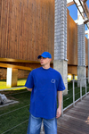 CB Nakışlı Mavi Oversize Tshirt T1044