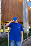 CB Nakışlı Mavi Oversize Tshirt T1044