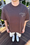 CB Soho Nakışlı Kahve Oversize Tshirt T1042