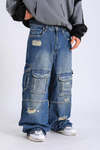 Cep Detay Eskitme Baggy Jean Pantolon P1057