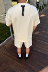 Cep Detay Krem Oversize Şort Tshirt Takım TKM143