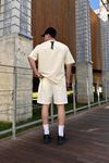 Cep Detay Krem Oversize Şort Tshirt Takım TKM143
