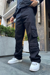 Çift Cepli Siyah Kargo Pantolon P798