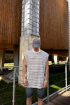 Çizgili Beyaz Yaka Oversize Kolsuz Tshirt  T1143