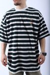 Çizgili Havlu Kumaş Oversize Tshirt T973