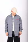 Çizgili Lacivert Poplin Oversize Gömlek G138